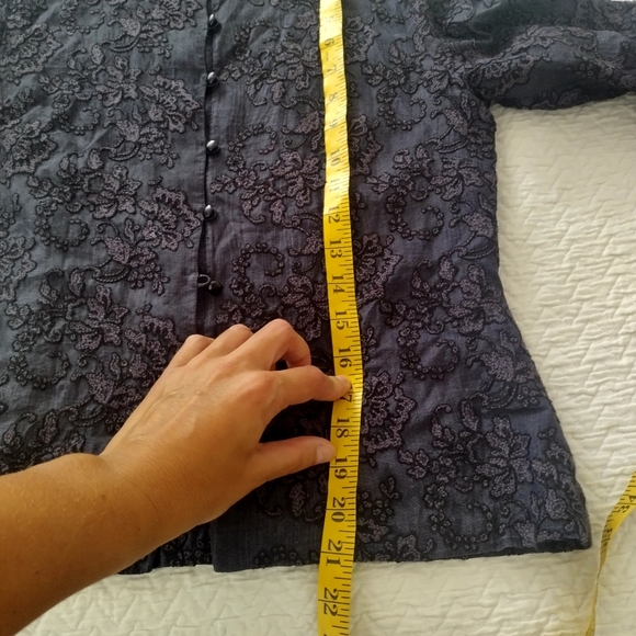 Marianne Kooimans Silk Embroidered Button Down blouse Sz 1/S - Picture 8 of 8